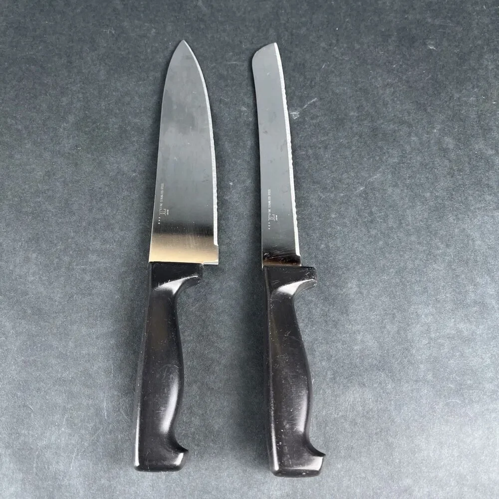 Vintage JCPenney Kitchen Knife Set 2pc Stainless Japan Chef & Serrated Slicer